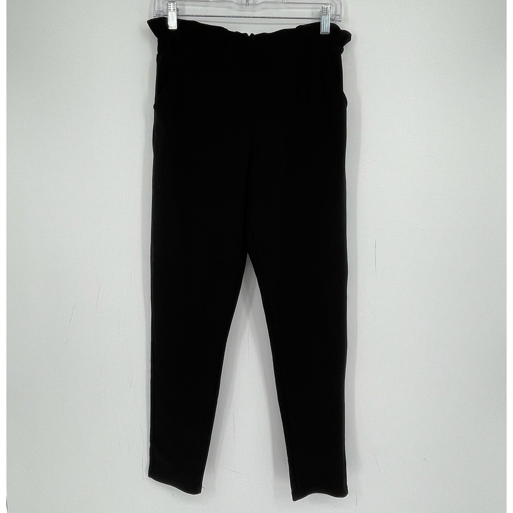 Kore Women's Black Stretch Paperbag Waist Tapered Leg Office Ankle Pants Size L